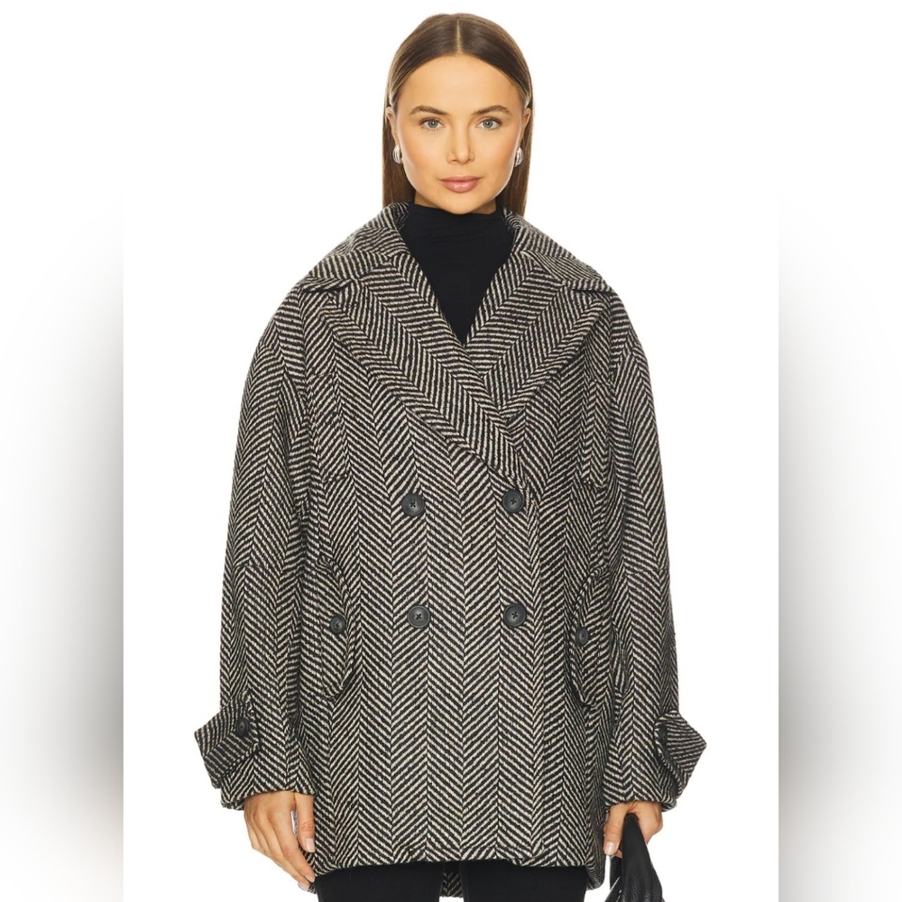 NWT Free People Ari Herringbone Peacoat - Picture 2 of 12